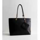 Black Leather-Look Tote Bag and Card Holder