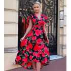AX Paris Red Floral Dip Hem Midi Dress