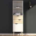 Florence Single Door 2 Drawer White and Oak Bookcase