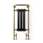 Terma Cast Iron Towel Rail, Plain Towel Rail 900X490 , Flat Black (radiator) & Brushed Brass (surround)