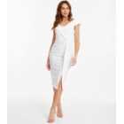 QUIZ White Floral Jacquard Bardot Midi Dress