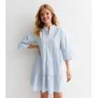 Gini London Pale Blue Stripe Tiered Mini Dress