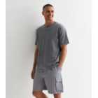 Pale Grey Drawstring Tech Relaxed Fit Cargo Shorts