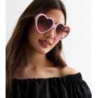 Pink Oversized Heart Frame Sunglasses