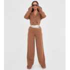 WKNDGIRL Brown Contrast Waistband Tailored Trousers