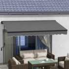 Outsunny Dark Grey Aluminium Frame Electric Retractable Awning 3.5 x 2.5m