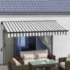 Outsunny Grey and White Aluminium Frame Electric Retractable Awning 3.5 x 2.5m