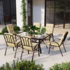 Outsunny 6 Seater Beige Garden Dining Set