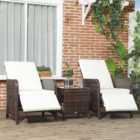 Outsunny 2 Seater White and Brown PE Rattan Recliner Bistro Set