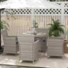 Outsunny 4 Seater Rattan Dining Set Grey