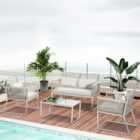 Outsunny 4 Seater Grey Wicker Metal Outdoor Sofa Set