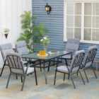 Outsunny 6 Seater Black and Grey Garden Dining Set