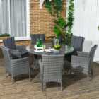 Outsunny 6 Seater PE Rattan Round Dining Set
