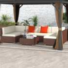 Outsunny 6 Seater Brown Rattan Lounge Set