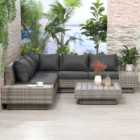 Outsunny 5-Seater Light Grey Rattan Outdoor Corner Sofa Set