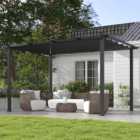 Outsunny 3 x 4m Black Retractable Sun Shade Pergola Roof