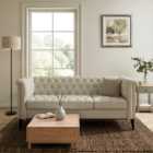 Nellie Faux Linen Buttoned 3 Seater Sofa