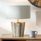 Kerala Angled Distressed Sage Wood Table Lamp