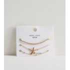 3 Pack Gold Starfish Diamanté Bracelets