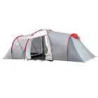 Outsunny 4-6 Person Waterproof Camping Tent with 2 Bedroom Grey and Red