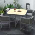 Outsunny 4 Seater PE Rattan Dining Set Grey