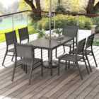 Outsunny 6 Seater Black Steel Garden Dining Set