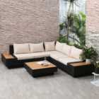 Outsunny 5 Seater Black Rattan Outdoor Sectional Corner Sofa Set