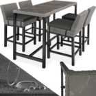 tectake Garden table and chairs - Bar table Lovas with 4 bar stools Latina - dining table outdoor table and chairs - grey