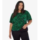 Apricot Curves Green Floral Flutter Sleeve Top