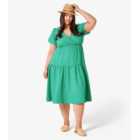 Apricot Curves Green Gingham Wrap Midi Dress