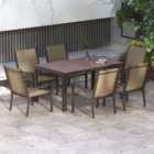 Outsunny 6 Seater Brown Garden Dining Set