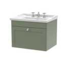 Classique Wall Mounted 1 Drawer Vanity Unit with Ceramic Basin