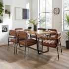 Rayner Rectangular Dining Table with Bude Brown Faux Leather Dining & Carver Chairs