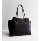 Black Leather-Look Shoulder Bag 
