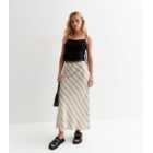 Petite Off White Stripe Linen-Look Midi Skirt