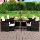 Brooklyn Cube Black 4 Seater Garden Dining Set with Cover