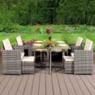 Brooklyn Cube Light Grey 4 Seater Garden Dining Set with Cover