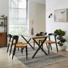 Ezra Rectangular Compact Dining Table with Melia Black Dining Chairs
