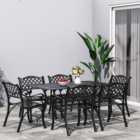 Living and Home 6 Seater Black Garden Bistro Set