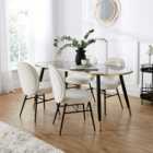 Hudson Rectangular Extendable Dining Table with Ivory Boucle Lucilla Dining Bench & Renata Dining Chairs