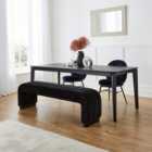 Hudson Rectangular Extendable Dining Table with Black Velvet Lucilla Dining Bench & Renata Dining Chairs