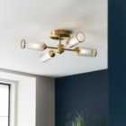 Vogue Bailey Ribbed 4 Light Semi Flush Ceiling Light
