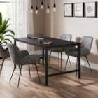 Fulton Rectangular Extendable Dining Table with Axel Grey Faux Leather Dining Chairs