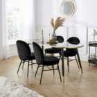 Sylvia Oval Dining Table with Renata Black Velvet Dining Chairs
