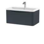 Lunar Wall Mounted 1 Drawer Vanity Unit with Polymarble Basin
