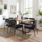 Rayner Rectangular Dining Table with Bude Black Velvet Dining & Carver Chairs