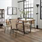 Rayner Rectangular Dining Table with Bude Mushroom Boucle Carver Chairs