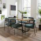 Rayner Rectangular Dining Table with Bude Olive Boucle Leather Dining & Carver Chairs