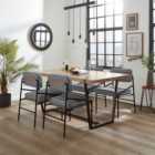 Rayner Rectangular Dining Table with Bude Grey Faux Leather Dining Chairs