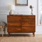 Brannock 6 Drawer Chest, Mid Stained Mango Wood